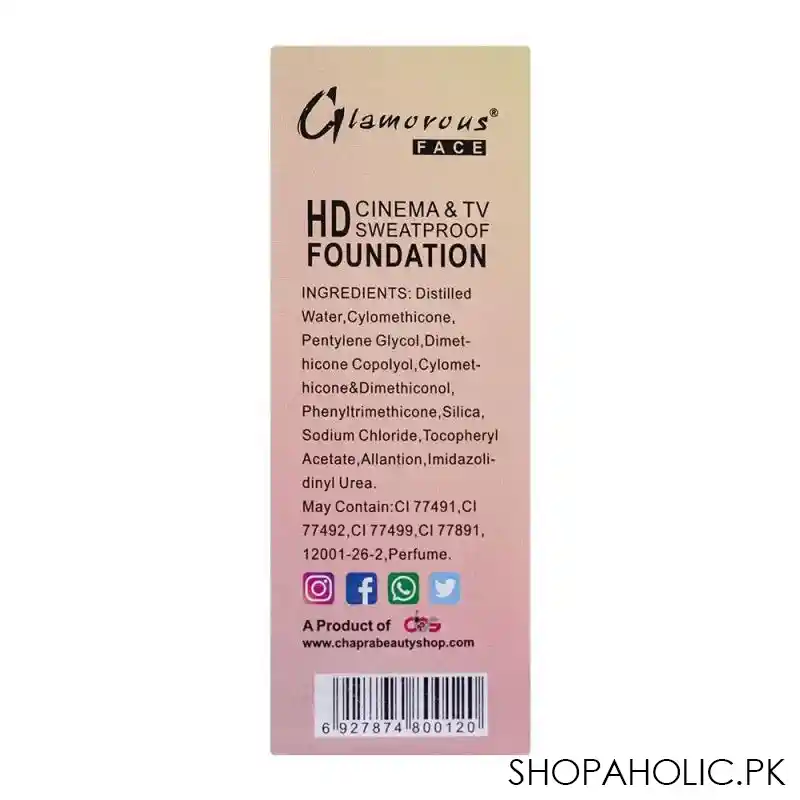 glamorous face hd cinema & tv waterproof long lasting foundation, 02 sun beige, gf7822 image2