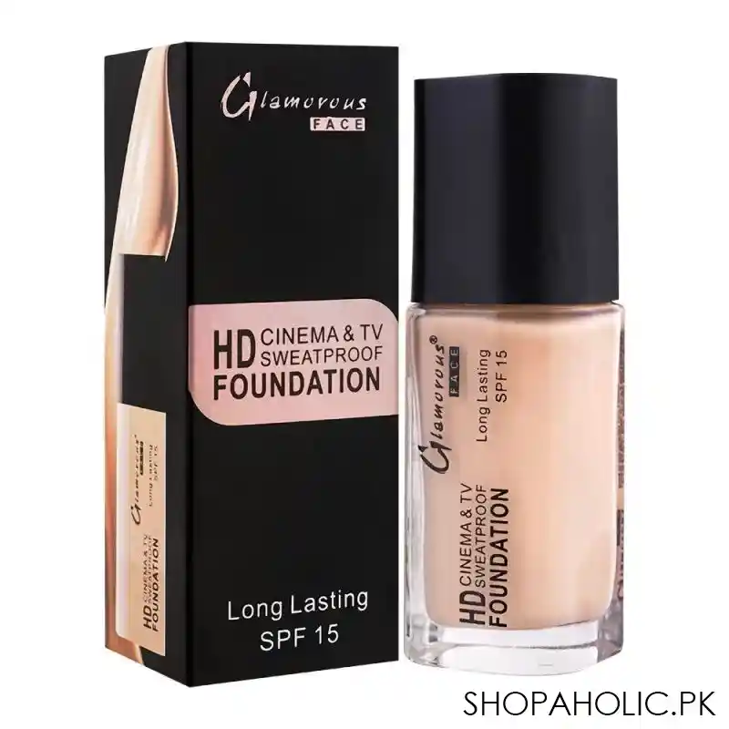 glamorous face hd cinema & tv waterproof long lasting foundation, 02 sun beige, gf7822 main image