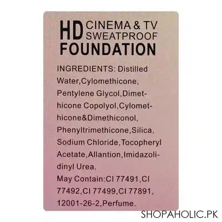 glamorous face hd cinema & tv waterproof long lasting foundation, 07 toffee, gf7822 image5
