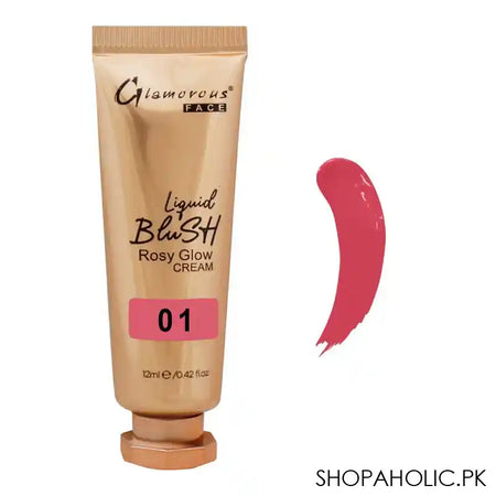 Glamorous Face Liquid Blush Rosy Glow Cream, 01 GF8058, 12ml - Image 4
