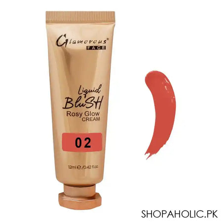 Glamorous Face Liquid Blush Rosy Glow Cream, 02 GF8058, 12ml - Main Image