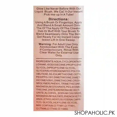 Glamorous Face Liquid Blush Rosy Glow Cream, 07 GF8058, 12ml - Image 3