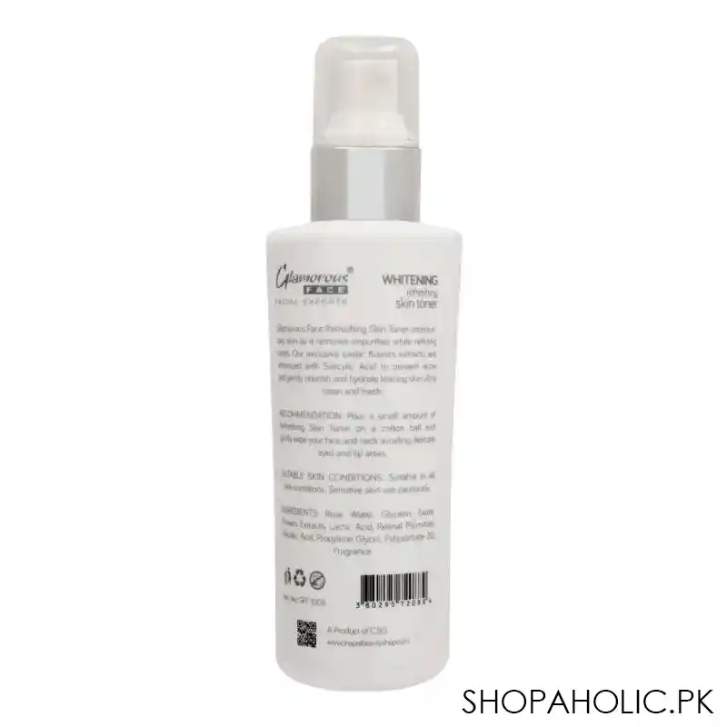 glamourous face whitening refreshing skin toner, exotic, 200ml image2