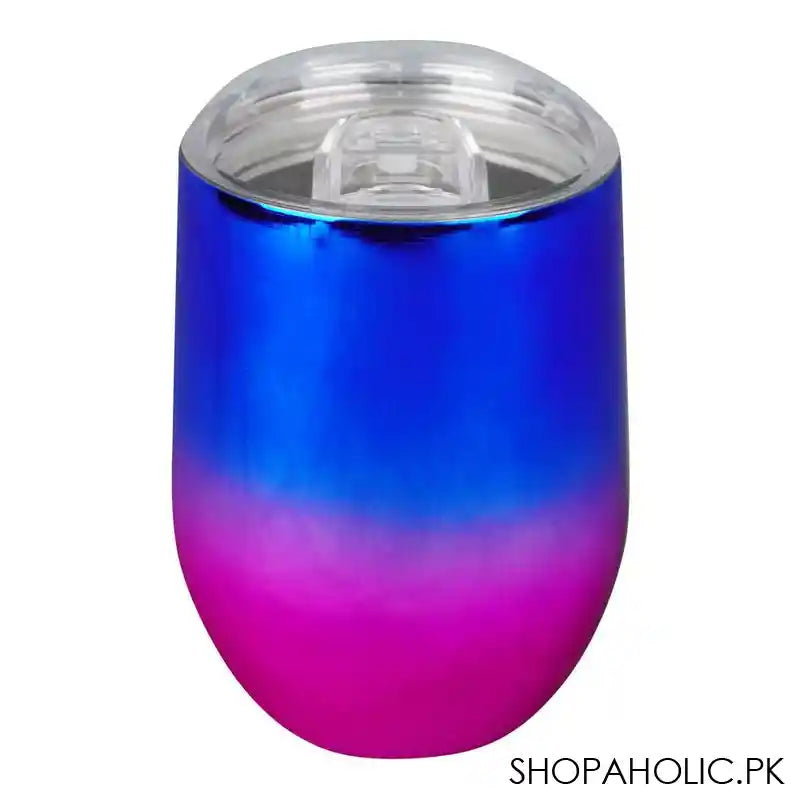 Glossy Gradient Stainless Steel Tumbler Water Bottle, Insulated Travel Mug, Blue, 400ml Capacity, DKKD-5 - Main Image