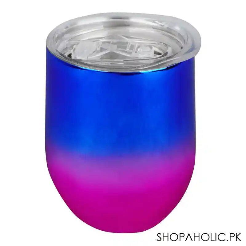 Glossy Gradient Stainless Steel Tumbler Water Bottle, Insulated Travel Mug, Blue, 400ml Capacity, DKKD-5 - Image 2