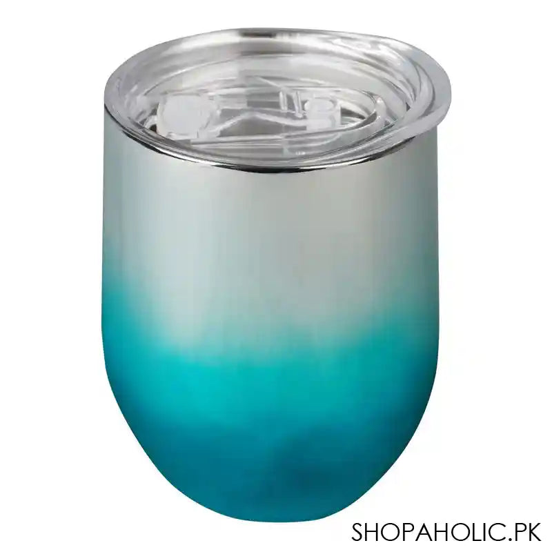Glossy Gradient Stainless Steel Tumbler Water Bottle, Insulated Travel Mug, Green, 400ml Capacity, DKKD-5 - Main Image