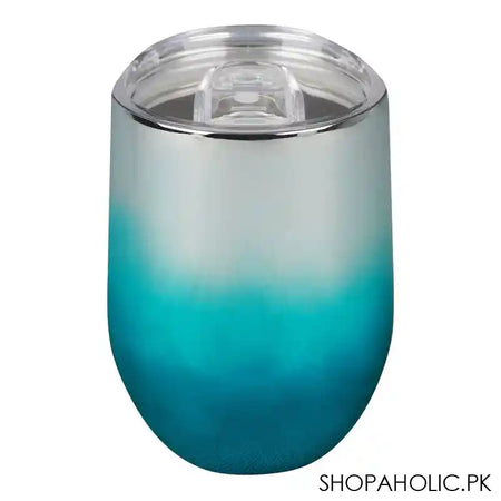 Glossy Gradient Stainless Steel Tumbler Water Bottle, Insulated Travel Mug, Green, 400ml Capacity, DKKD-5 - Image 2