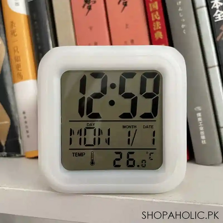 glowing led color change digital alarm clock image2