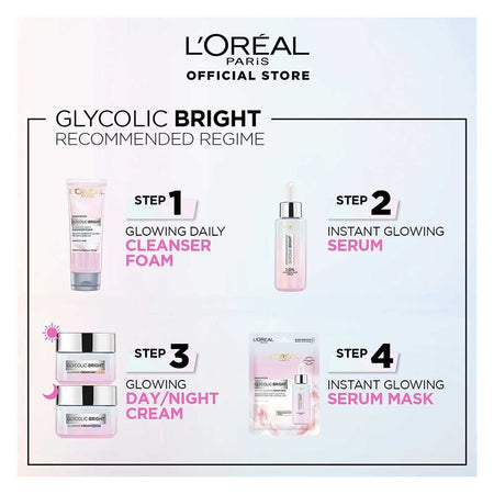L'Oreal Paris Glycolic-Bright Glowing Daily Face Wash, For Even Glowing Skin, 100ml - Brightening, Dark Spots, Glowing Skin - Image 5
