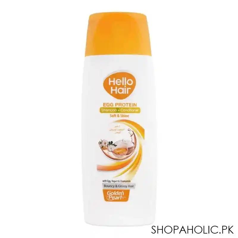 golden pearl hello hair egg protein shampoo + conditioner, soft & shine with egg, yogurt & chamomile, bouncy & glossy hair, 385ml main image