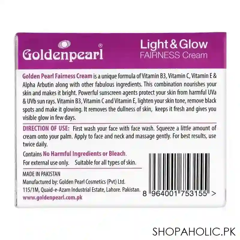 golden pearl light & glow fairness cream, with vitamin b3 + c, 70ml image2