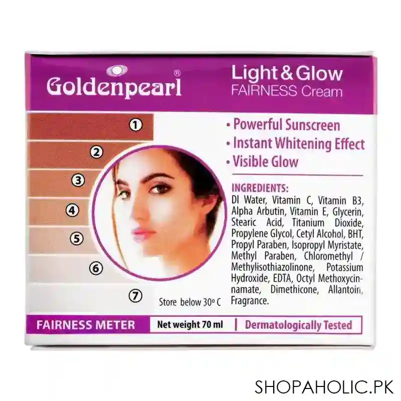 golden pearl light & glow fairness cream, with vitamin b3 + c, 70ml image3