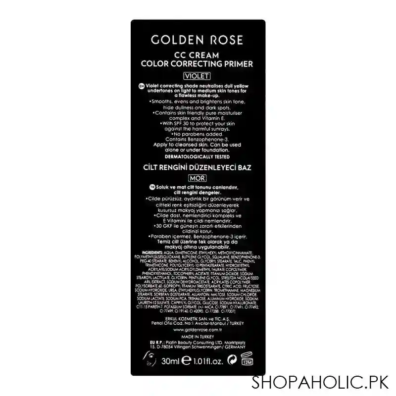 golden rose cc cream color correcting primer, spf30, violet image3