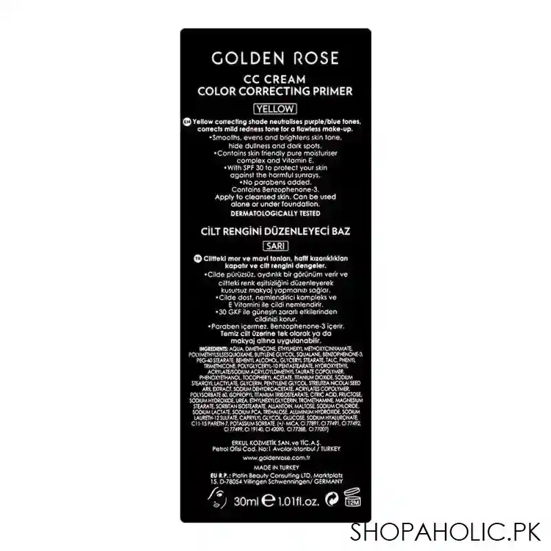 golden rose cc cream color correcting primer, spf30, yellow image3