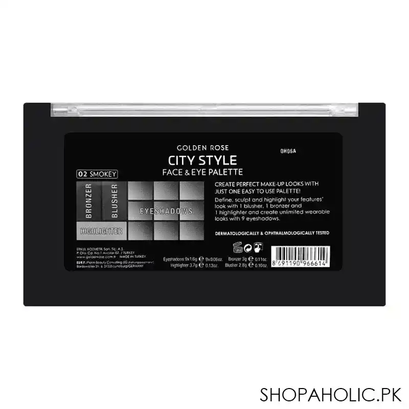 golden rose city style face & eye palette, 02, smokey image2