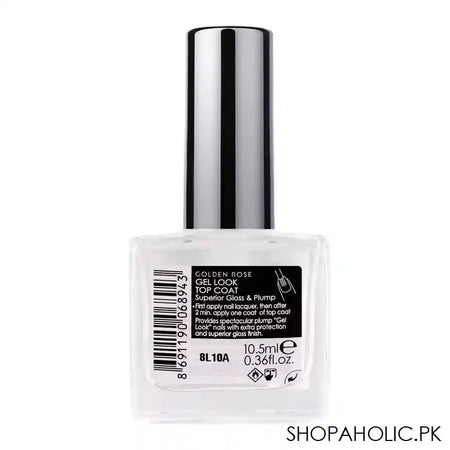 Golden Rose Gel Look Top Coat, Maxi Brush, Superior Gloss & Plump - Image 2