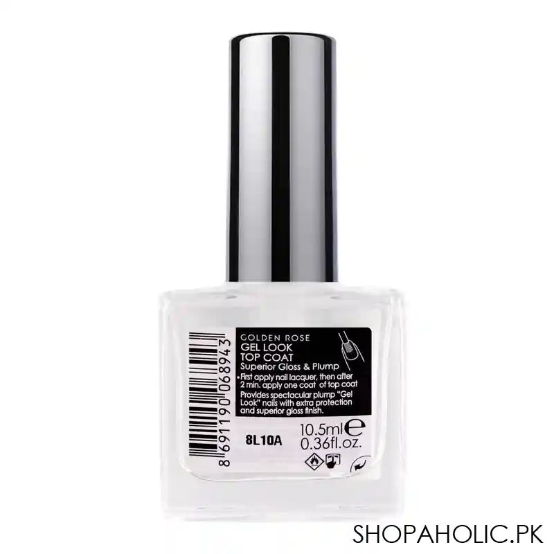 Golden Rose Gel Look Top Coat, Maxi Brush, Superior Gloss & Plump - Image 2