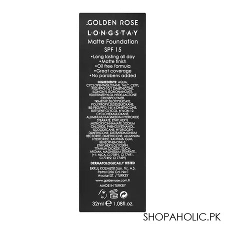 Golden Rose Long Stay Matte Foundation, Oil-Free, SPF-15, 06, 32ml - Image 3