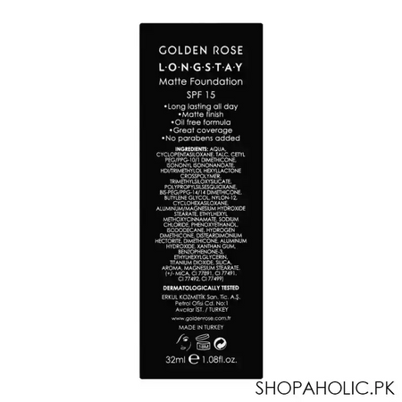 golden rose longstay matte foundation, spf 15, vitamin a + e, 09 image4