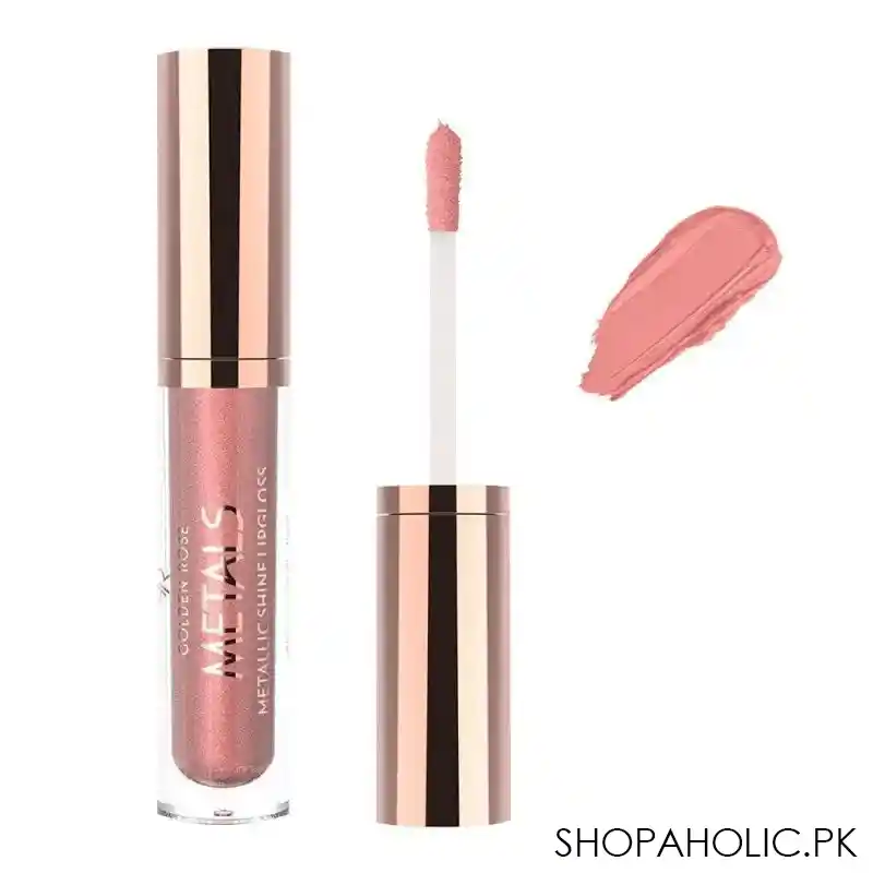 golden rose metals metallic shine lip gloss, 02, pink nude main image
