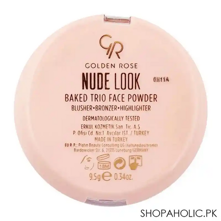 golden rose nude look baked trio face powder blusher, bronzer, highlighter image3