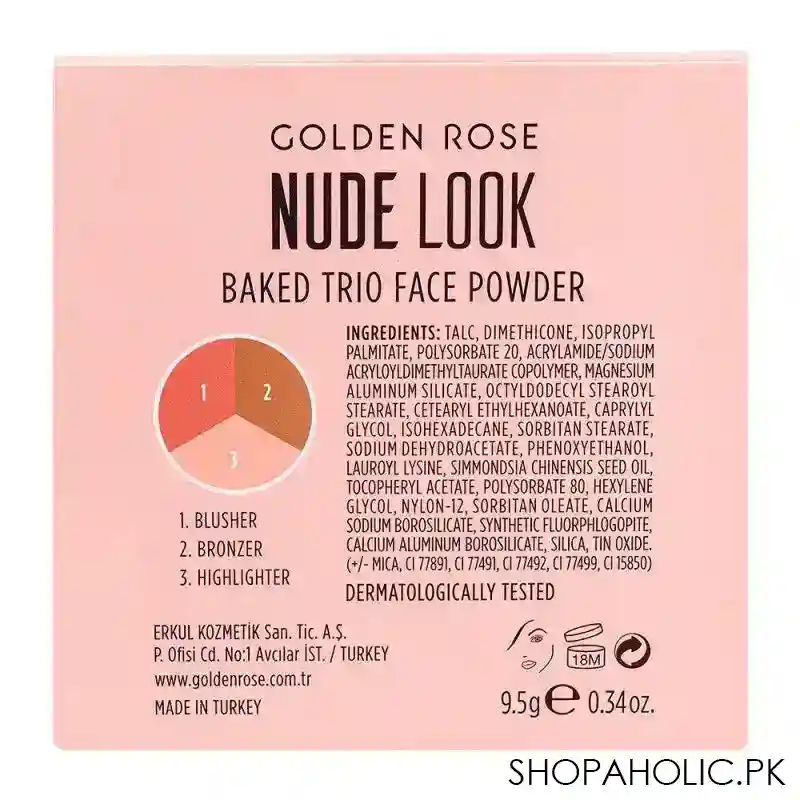 golden rose nude look baked trio face powder blusher, bronzer, highlighter image5