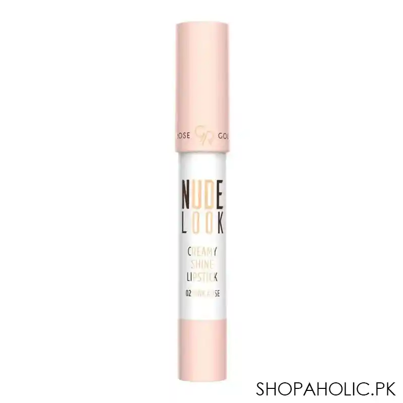 golden rose nude look creamy shine lipstick, 02, pink rose image2