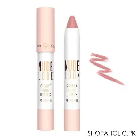 golden rose nude look creamy shine lipstick, 02, pink rose main image