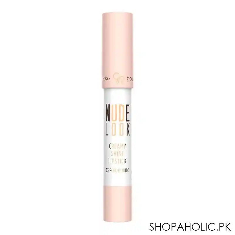 golden rose nude look creamy shine lipstick, 03, peachy nude image2