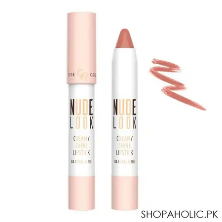 golden rose nude look creamy shine lipstick, 04, coral nude main image