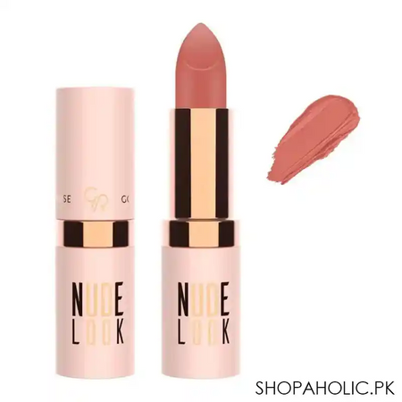 golden rose nude look perfect matte lipstick, 02, peachy nude main image