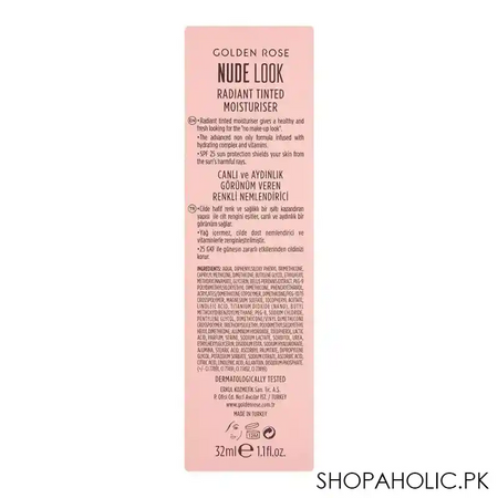 golden rose nude look radiant tinted moisturiser hydrating skin tint, spf25, 03, deep tint image3