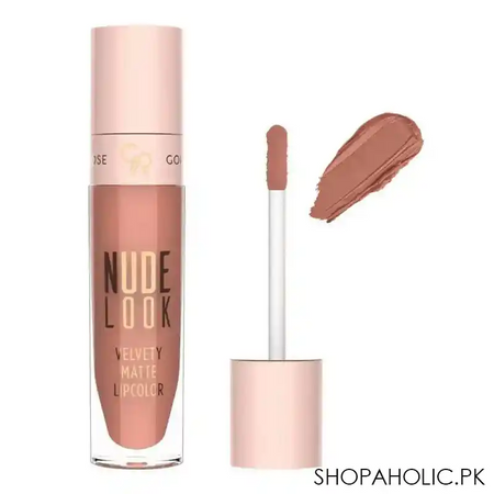 golden rose nude look velvety matte lip color, 02, peachy nude main image