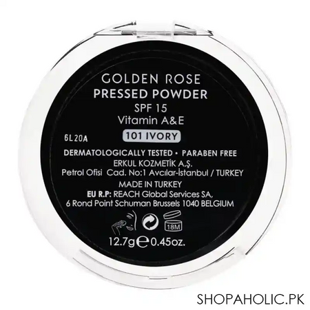 golden rose pressed powder spf 15, 101 ivory, vitamin a + e, paraben free image2