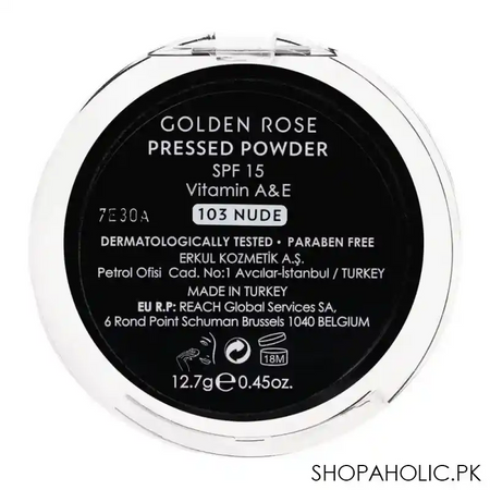 golden rose pressed powder spf 15, 103 nude, vitamin a + e, paraben free image2