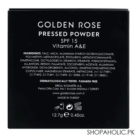 golden rose pressed powder spf 15, 105 soft beige, vitamin a + e, paraben free image4