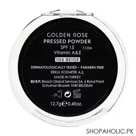 golden rose pressed powder spf 15, 106 beige, vitamin a + e, paraben free image2