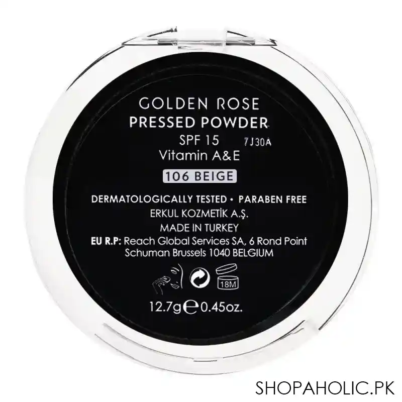 golden rose pressed powder spf 15, 106 beige, vitamin a + e, paraben free image2