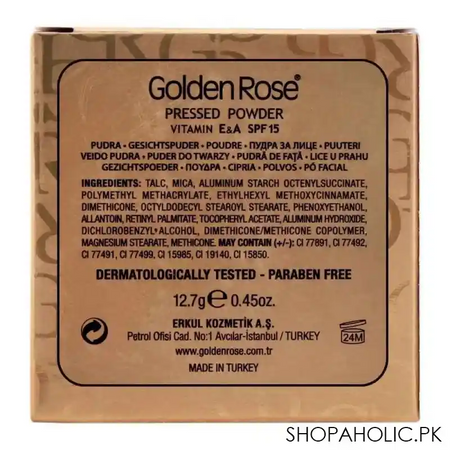 golden rose pressed powder spf 15, 108 dark beige, vitamin a + e, paraben free image4