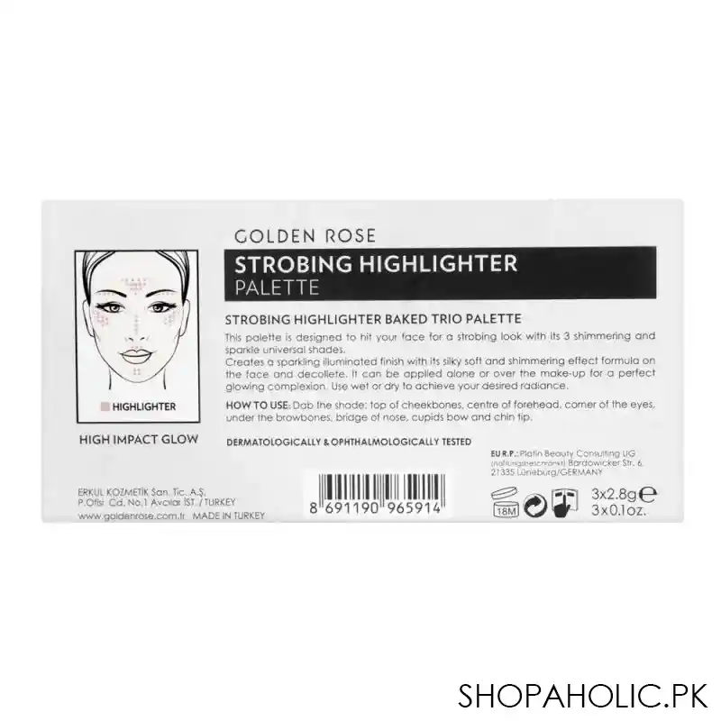 golden rose strobing highlighter palette, high impact glow, 3x2.8g image3