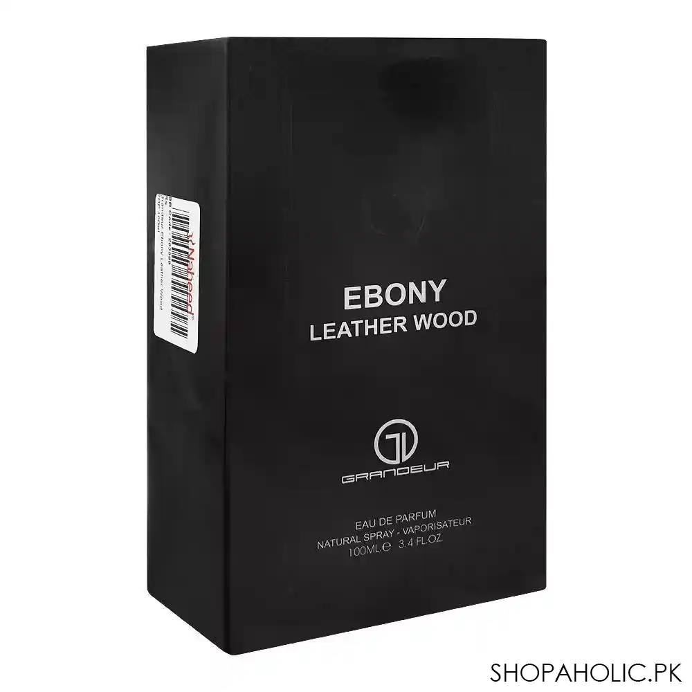 grandeur elite ebony leather wood eau de parfum, for men, 100ml main image