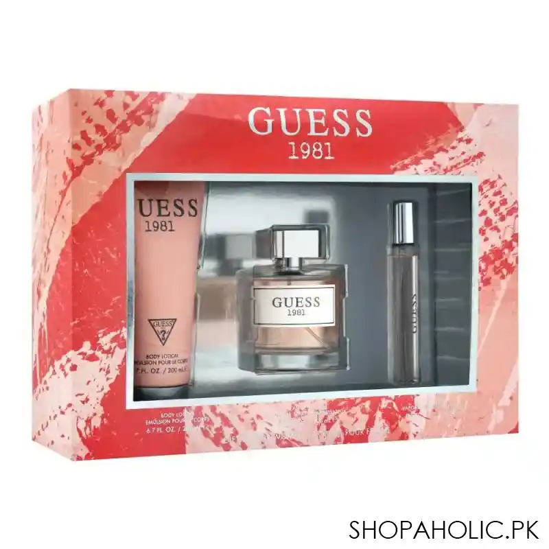 guess 1981 eau de toilette gift set for women, edt 100ml + body lotion 200ml +travel spray 15ml image2