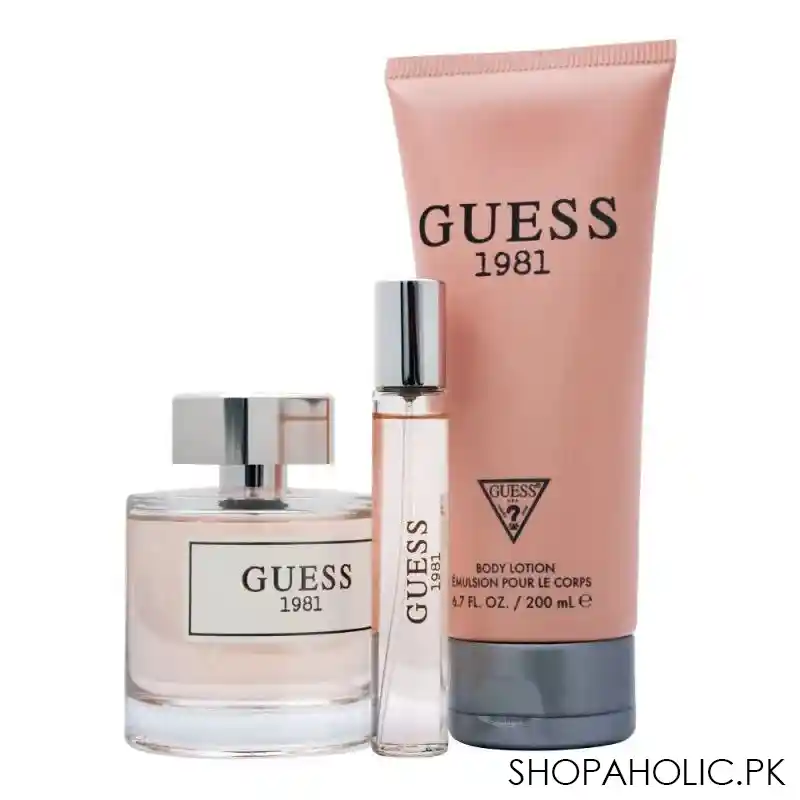 guess 1981 eau de toilette gift set for women, edt 100ml + body lotion 200ml +travel spray 15ml main image