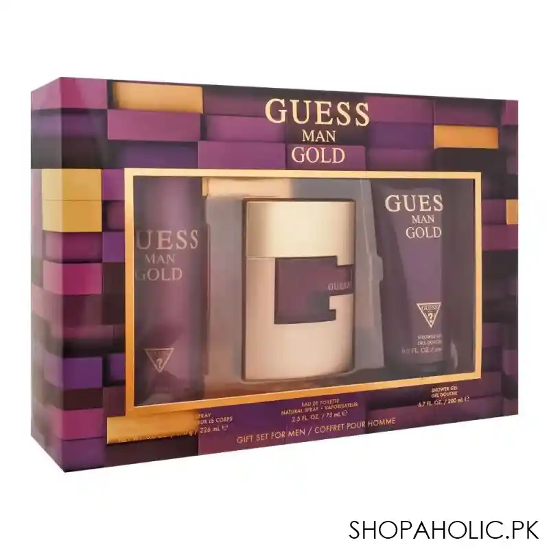 guess man gold set eau de toilette 75ml + body spray 226ml + shower gel, 200ml image2