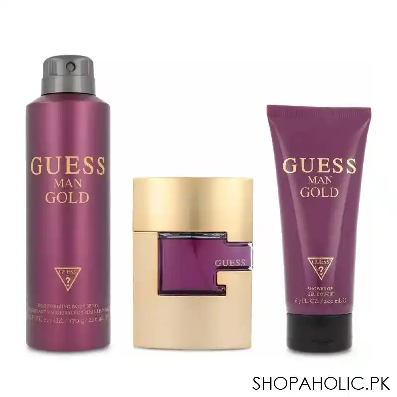 guess man gold set eau de toilette 75ml + body spray 226ml + shower gel, 200ml main image