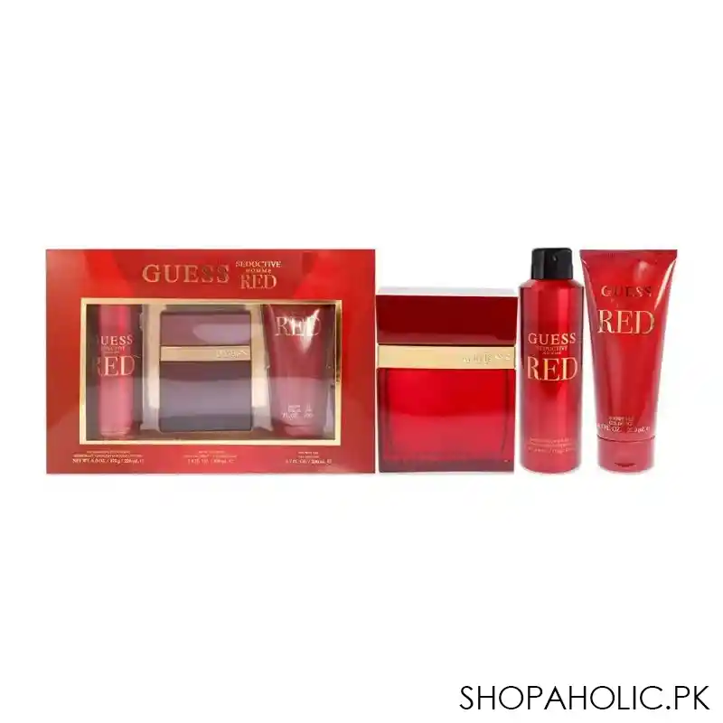 guess seductive red homme set, eau de toilette, 100ml + body spray, 226ml + shower gel, 200ml main image