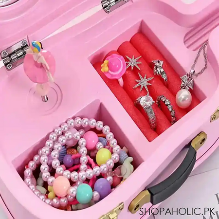 guitar shaped musical ballerina jewelry storage box with mirror for women image4