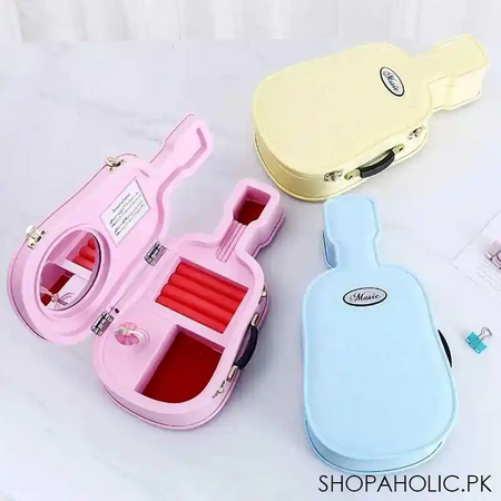 guitar shaped musical ballerina jewelry storage box with mirror for women image5