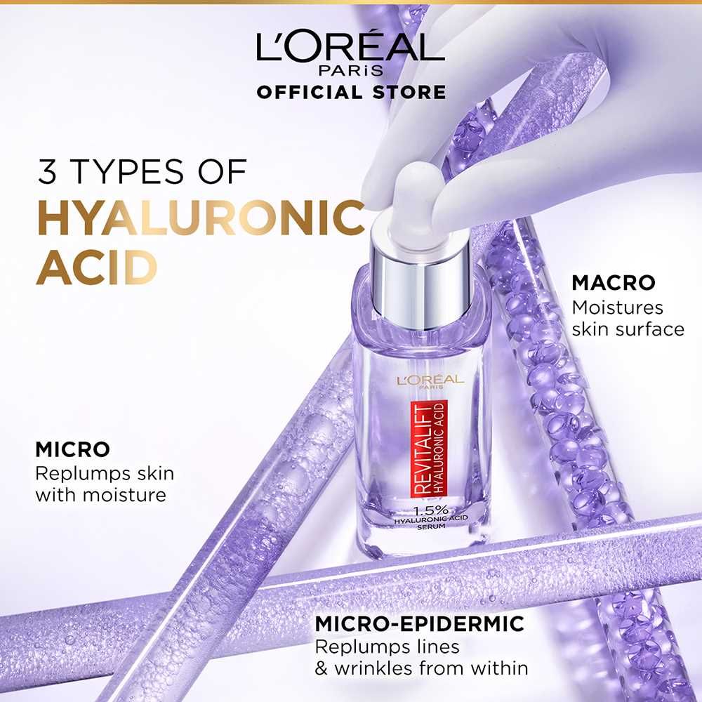 L'Oreal Paris Innovation Revitalift Hyaluronic Acid 1.5% Hyaluron Serum, 15ml - Hydrating, Anti-Aging, Glass Skin - Image 2