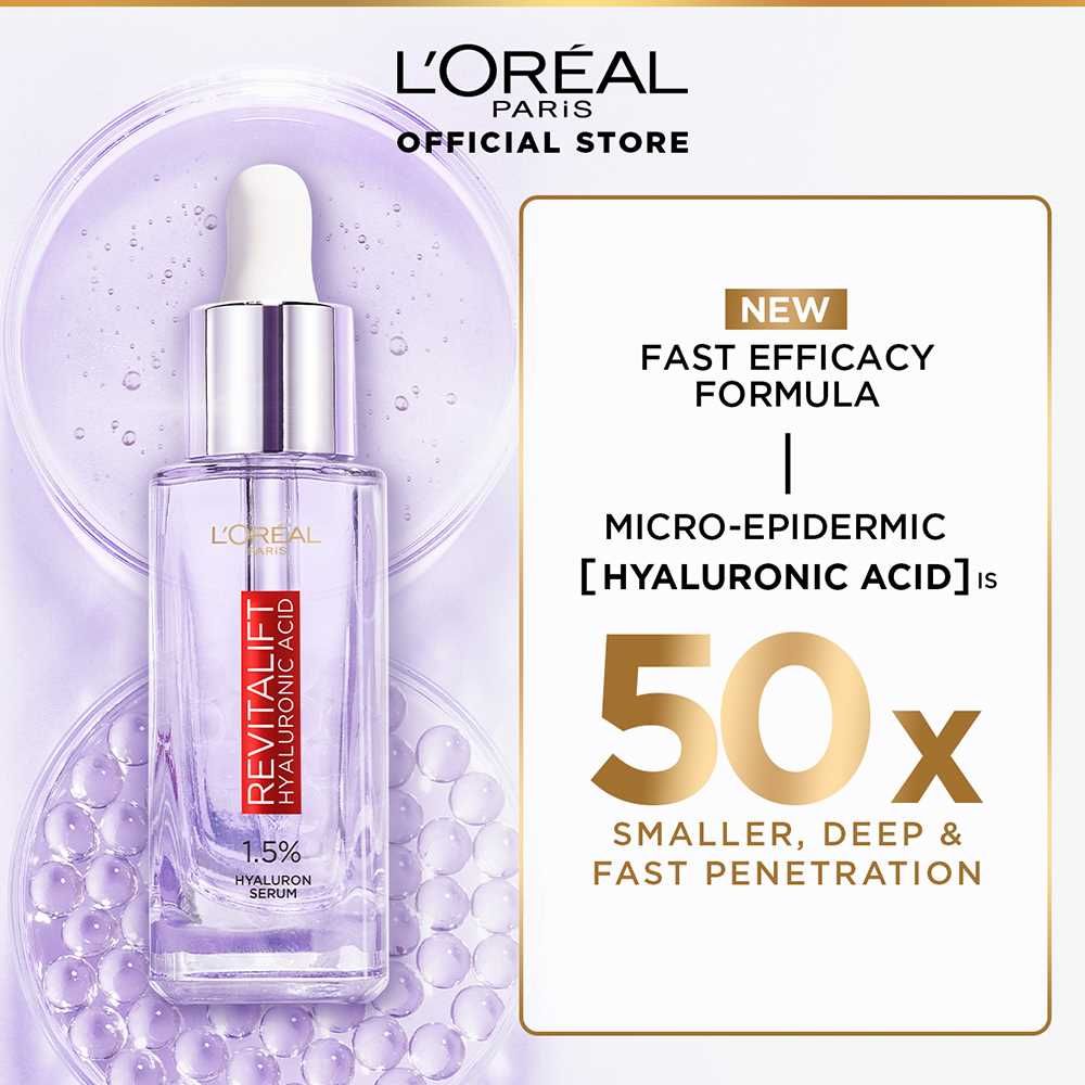 L'Oreal Paris Innovation Revitalift Hyaluronic Acid 1.5% Hyaluron Serum, 30ml - Hydrating, Anti-Aging, Glass Skin - Image 3